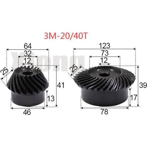 3M-20 / 40Teeths 1: 2 Ration Precision Spiral Bevel Gear Spiral Bevel Gear