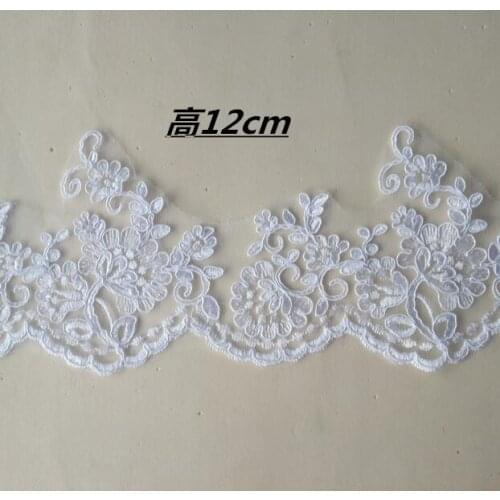 5 Meters/lot 12cm Width Ivory Lace Fabric Flower Venice Embroidered Wedding Dress Lace Trim Applique Sewing Craft