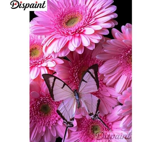 Dispaint Diamond painting "Flower butterfly"Full Square/Round Drill Wall Decor Inlaid Resin Embroidery Craft Cross stitch A26560