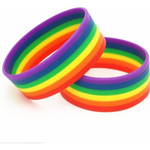 Wordless Silicone Bracelet Six-layer Color Gay GAY Rainbow Color Wristband Gay Blank Hand Ring Star Wristband Accessories