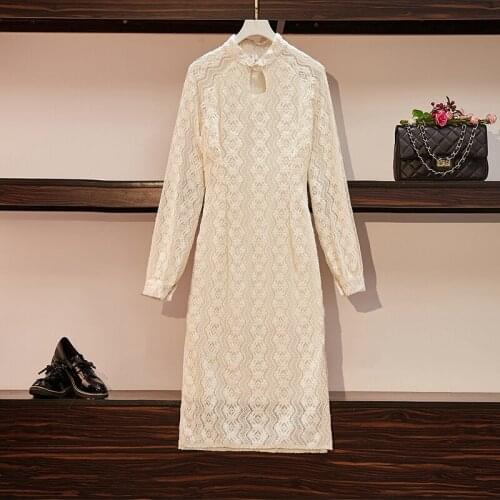 Large size light luxury elegant dress lace celebrity midi dress winter Dress Female vestidos de festa