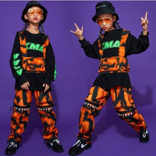 Children Street Dance Wear Hip Hop Clothing Vest Tops Pants For Girls Boys Hiphop Performance Stage Costume Jazz Outfit BL5457