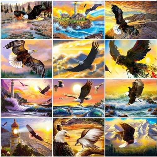EverShine DIY Diamond Painting Eagle Cross Stitch Kits Diamond Embroidery Animals Picture Of Rhinestones Sunset Handmade Hobby