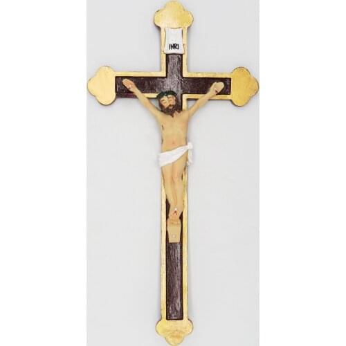 Hankroi 12 Inches Resin Wall Crucifix Jesus Christ on INRI Wall Cross Hand painted Home Chapel Decor