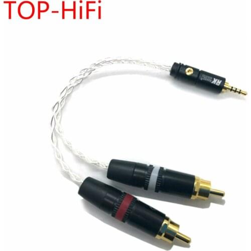 TOP-HiFi 2.5mm TRRS/4.4mm Balanced Male to 2 RCA Male Audio Adapter Cable 7N OCC Copper Silver plated Audio Cable