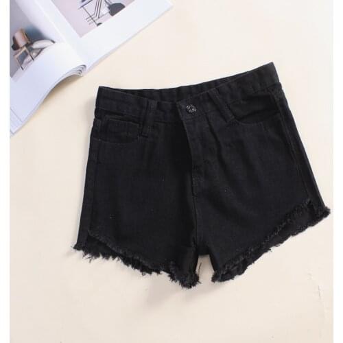Cotton denim teenagers girls shorts long raw edges womens summer slim slimming casual retro a-line pants hot short pants women