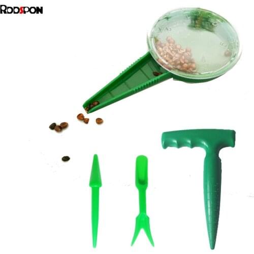 Garden Plant Seed Dispenser Sower 4pcs Depth Ruler Agriculture Transplanting Seedlings Garden Potted Plants Planting Tools