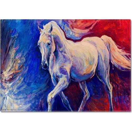 Handsome Horse Series Oil Painting Style Grassland Carpet Floor Mat Anti-slip Mat Door Mat Living Room Bedroom Home Decoration