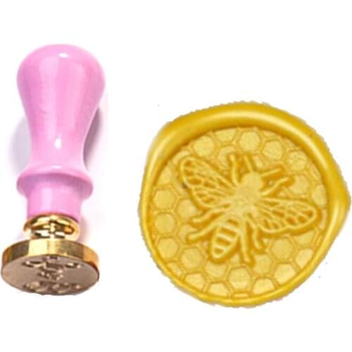 Lovely Natural Bee Wax Stamp Exquisite Paint PINK handle,DIY Ancient Seal Retro Stamp,Personalized Stamp Wax Seal High Quality5