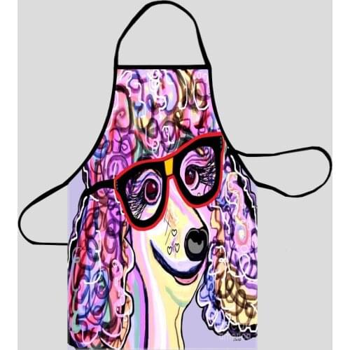 Poodle Dog Kitchen Aprons For Women Oxford Fabric Cleaning Pinafore Home Cooking Accessories Apron