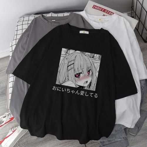 Cute Cartoon Sweet Girls Japan Streetwear Harajuku Punk Gothic Fun Casual Tops Ulzzang Vintage Loose E-Girl Summer Women T-shirt