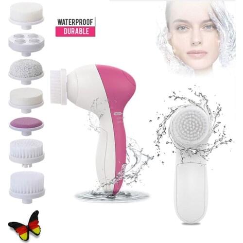 7-In-1 Multifunctional Electric Beauty Devices Waterproof Powered Facial Cleansing Brushes Face Massager Blackhead Pore Cleaner
