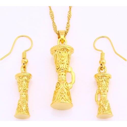Ethnic Style Jewelry Set Tambourine Shape Gold Popular Jewelry Set Womens Gift Jewelry Wholesale