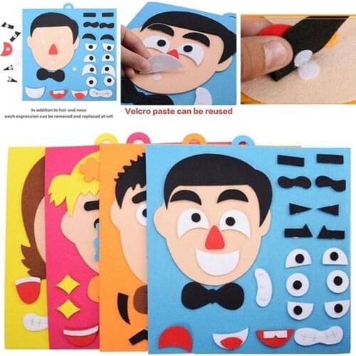 Expressions DIY Felt Fabric Handmade Stickers Toys for Children Emotion Change Puzzle Teaching Aids Kids Educational Toys