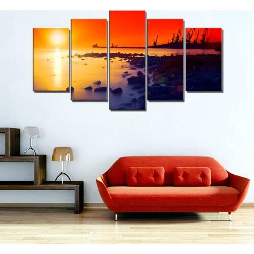 Sunset Red Dusk Landscape and Seascape Pictures for Restaurant Room Wall Art Canvas Print Painting Home Wall Decor Drop Shipping
