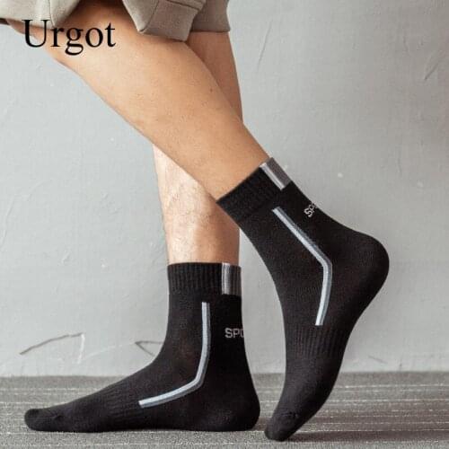 Urgot 5 Pairs High Quality Men Socks Breathable Cotton Sport Socks Mesh Casual Athletic Summer Sweat Basketball Sock Middle tube
