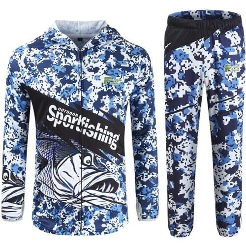 2020 New Outdoor Quick Dry Bass Fishing Clothing Set Long Sleeve Hooded Breathable Anti-uv Sun Protection Clothes Fishing Shirts