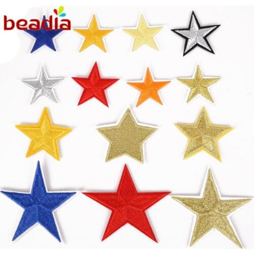 New Arrival Multi Color/Size Of Star Patches Iron On Embroidered Sequin Appliques Badges Sticker For DIY Clothing Accessories