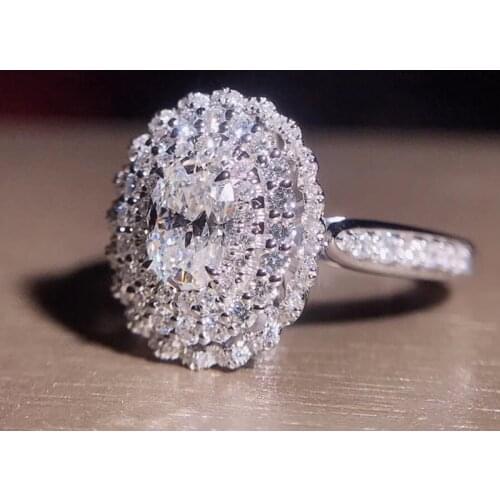 0.5ct 5mm Oval Cut Engagement&Wedding Diamond Solitaire Ring Solid Genuine 18K White Gold for Women