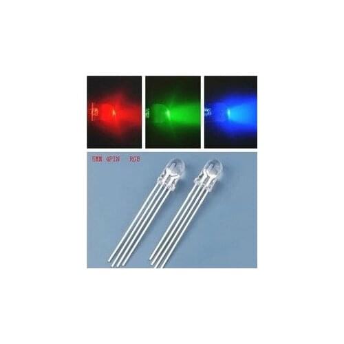 500pcs/lot Multicolor 4pin 5mm RGB Led Diode Light Lamp Tricolor Round Package Common Anode Rgbled LED 5 mm Light Emitting Diode