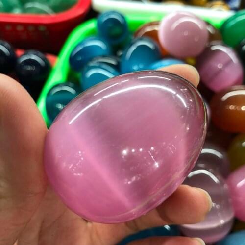 Hand made colorful opalite cats eye yoni egg crystal gemstone yoni egg gold sand Crystal Yoni Egg Kegel Exercise Balls