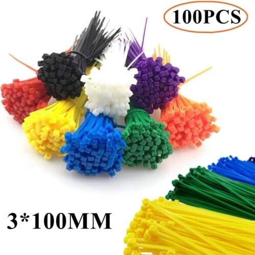 100pcs3*100mm Self-locking Nylon Cable Ties Colorful Plastic Zip Tie 18 Lbs Durable Wire Binding Wrap Straps Wiring Accessories