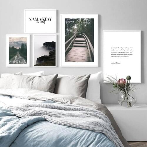 Modern Minimalist Landscape Woods Road Cloud Peaks A4 Canvas Painting Printing Poster Picture Bedroom Living Room Decoration