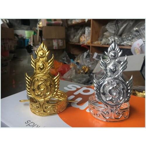 Traditional Seal Cutting Hollow-out Artwork Miao Silver Handmade Male Hair Tiara Prince Crown Piece Gold Silver 2 Colors Plating