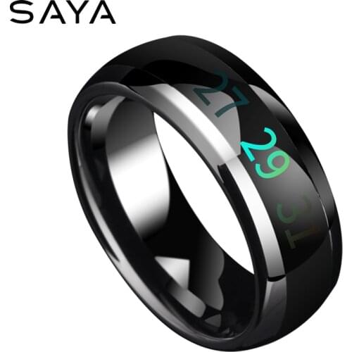 Smart Temperature Tungsten Knuckle Rings Male Rings Color Change Mood Ring Hand Jewelry, Free Shipping, Customized