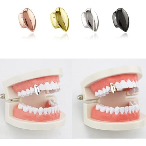 1 PC Single Hip Hop Gold Silver Color Teeth Grillz for Women Men Top Vampire Fangs Tooth Grills Caps Single Tooth Jewelry