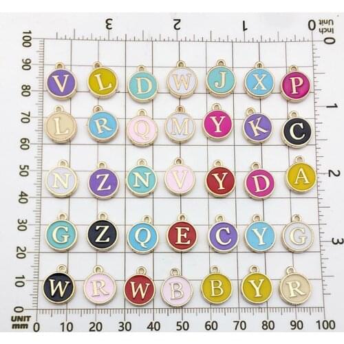 26x A-Z Letter Charms Enamel Charm Alphabet Letter Charms Double Sided Initial Pendant for Jewelry Making