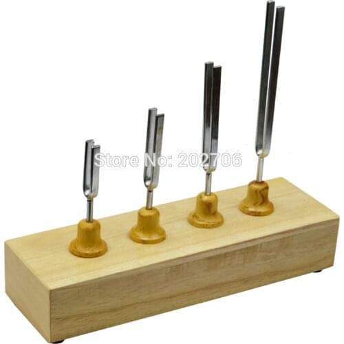 4pcs Accurate Frequency 128HZ 256hz 512hz 1024HZ music tuning fork set music flat steel fork Measure Gauge include hammer