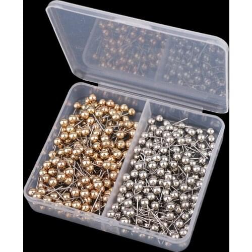 400 Packs Long 10mm Map Tacks Push Pins 13 mm Small Size Shiny Silver &Gold