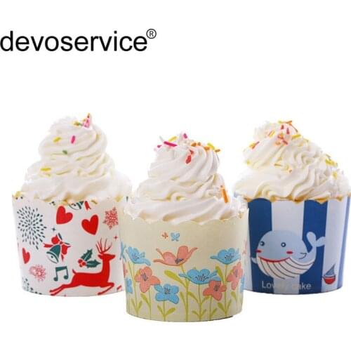 50PCS Christmas Moose Cupcake Paper Cup Baking muffin Cup Oven High Temperature Resistant Medium Cup Case Party Cake Decoration