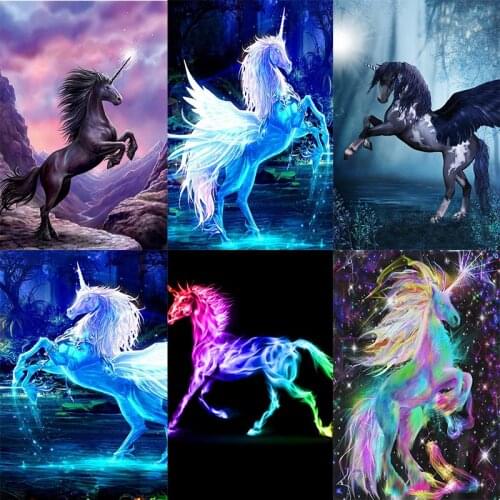 5d Diamond Painting Colorful Unicorn DIY Full Round Diamond Mosaic Diamond Embroidery Cross Stitch Kits Home Decor Picture