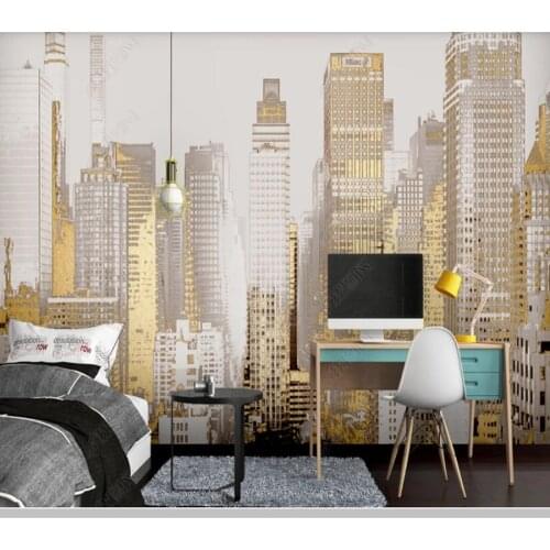 Modern city buildings abstract golden nordic 3d wallpaper papel DE parede,living room bedroom tv sofa wall bedroom mural