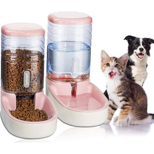 3.8 L Pets Cats Dogs Automatic Waterer and Food Feeder Supplies Large with 1 Water Dispenser and 1 Pet Automatic Feeder