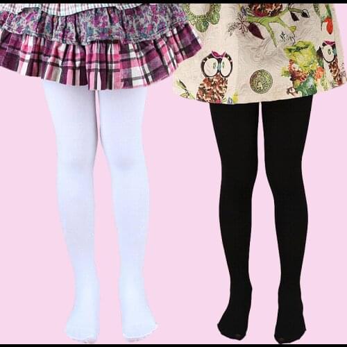 Black and white children spring and summer thin velvet pantyhose 3-14 years old girl bottoming stockings dance pantyhose