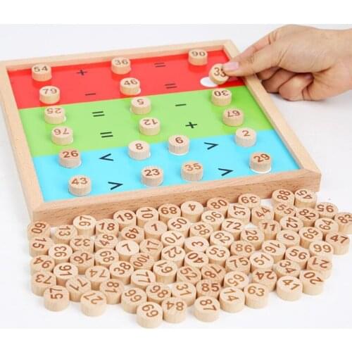 Wooden Math Learning Board Toy, Montessori 1-100 Consecutive Numbers Wooden Hundred Digital Board, Educational Game for Kids