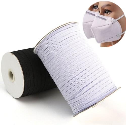 Width Flat Elastic Band Single Color Stretch Rope Sewing String for DIY Craft Clothes, 3mm, 100 Yards, Black