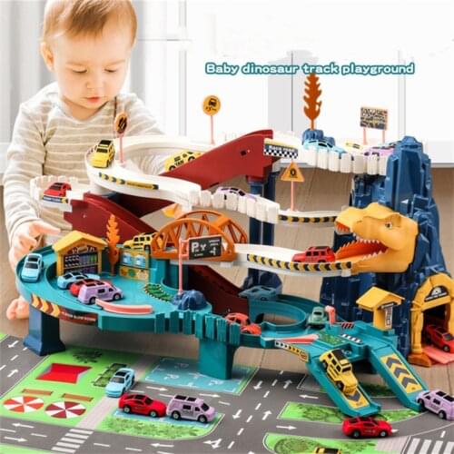 Electric Dinosaur Track Rail Car Puzzle Toys Adventure Winding Road Drive Kids Boys Children Birthday Gifts