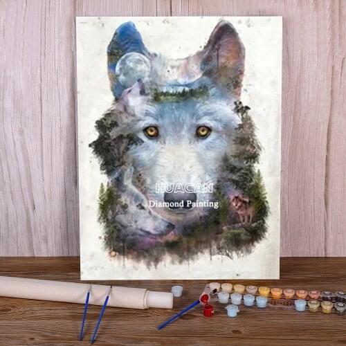 Wolf Waterfall Scenery Painting By Numbers Package Acrylic Paints 40*50 Oil Painting Wall Decoration For Wholesale
