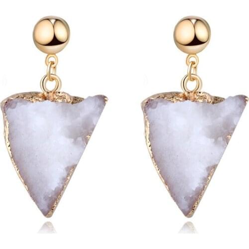 Fashion Triangle Geometric Druzy Resin Earrings Drop Earrings For Women Jewelry Statement Earrings Pendientes Mujer Moda 2019