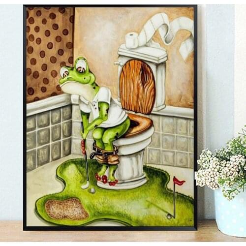 5D Full Square Diamond Painting Beads Embroidery Mosaic Cartoon Toilet Frog 3D DIY Diamond Cross Stitch Kits Rhinestone Pictures