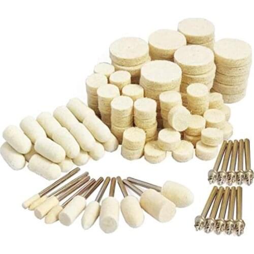 Felt Polishing Pad Set Wool Buffing Wheels Point Mandrel Kit Shank Rotary Tools Accessories