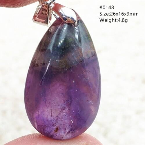 Natural Purple Cacoxenite Canada Pendant Gold Rutilated Quartz Auralite 23 Rectangle Women Men Necklace AAAAA