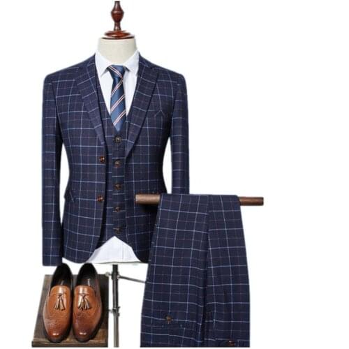 2018 Manufacturers New arrival High quality single Breasted plaid casual suit men,mens Business suits plus-size Free shipping