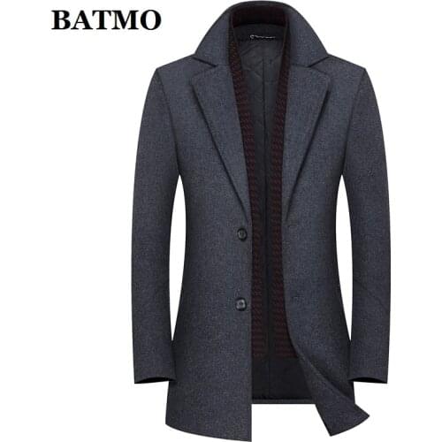 BATMO 2020 new arrival winter high quality wool thicked trench coat men,mens wool jackets ,plus-size M-6XL