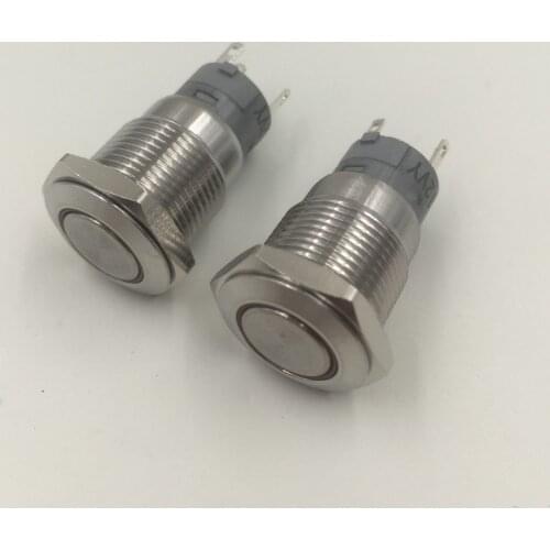 ONPOW 16mm DC12V Matel Latching Push Button Switch Orange LED ring illuminated