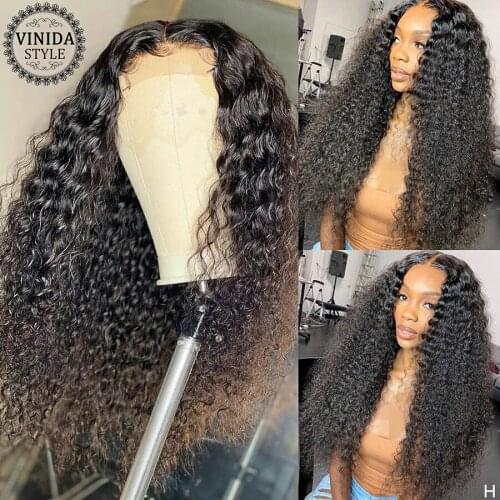 VINIDA STYLE 150% Density Lace Front Human Hair Wigs Natural Color Curly Wigs Pre-Plucked With Baby Hair Non-Remy